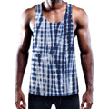 Blue Tie Dye Shibori Print Men's Workout Tank Top