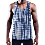 Blue Tie Dye Shibori Print Training Tank Top