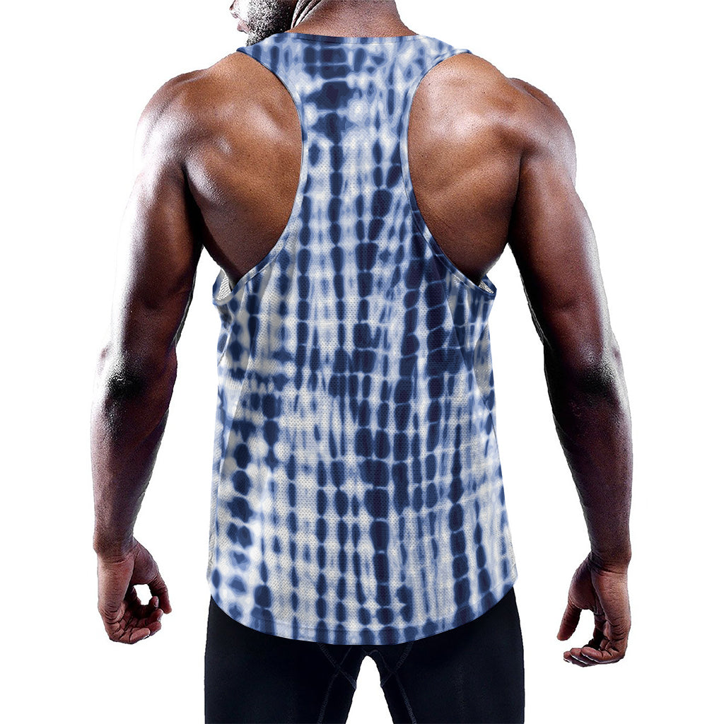 Blue Tie Dye Shibori Print Training Tank Top