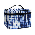 Blue Tie Dye Shibori Print Travel Makeup Bag