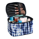 Blue Tie Dye Shibori Print Travel Makeup Bag