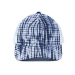 Blue Tie Dye Shibori Print White Mesh Trucker Cap