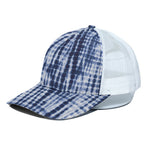 Blue Tie Dye Shibori Print White Mesh Trucker Cap
