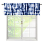 Blue Tie Dye Shibori Print Window Valance