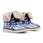 Blue Tie Dye Shibori Print Winter Boots