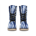 Blue Tie Dye Shibori Print Winter Boots
