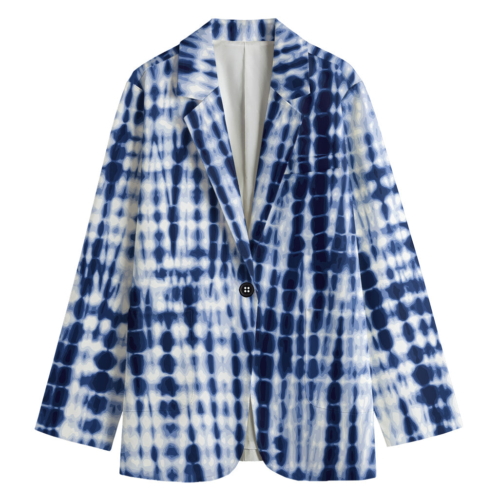 Blue Tie Dye Shibori Print Women's Blazer