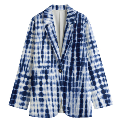 Blue Tie Dye Shibori Print Women's Blazer