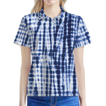 Blue Tie Dye Shibori Print Women's Polo Shirt