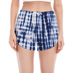 Blue Tie Dye Shibori Print Women's Split Running Shorts