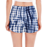 Blue Tie Dye Shibori Print Women's Split Running Shorts