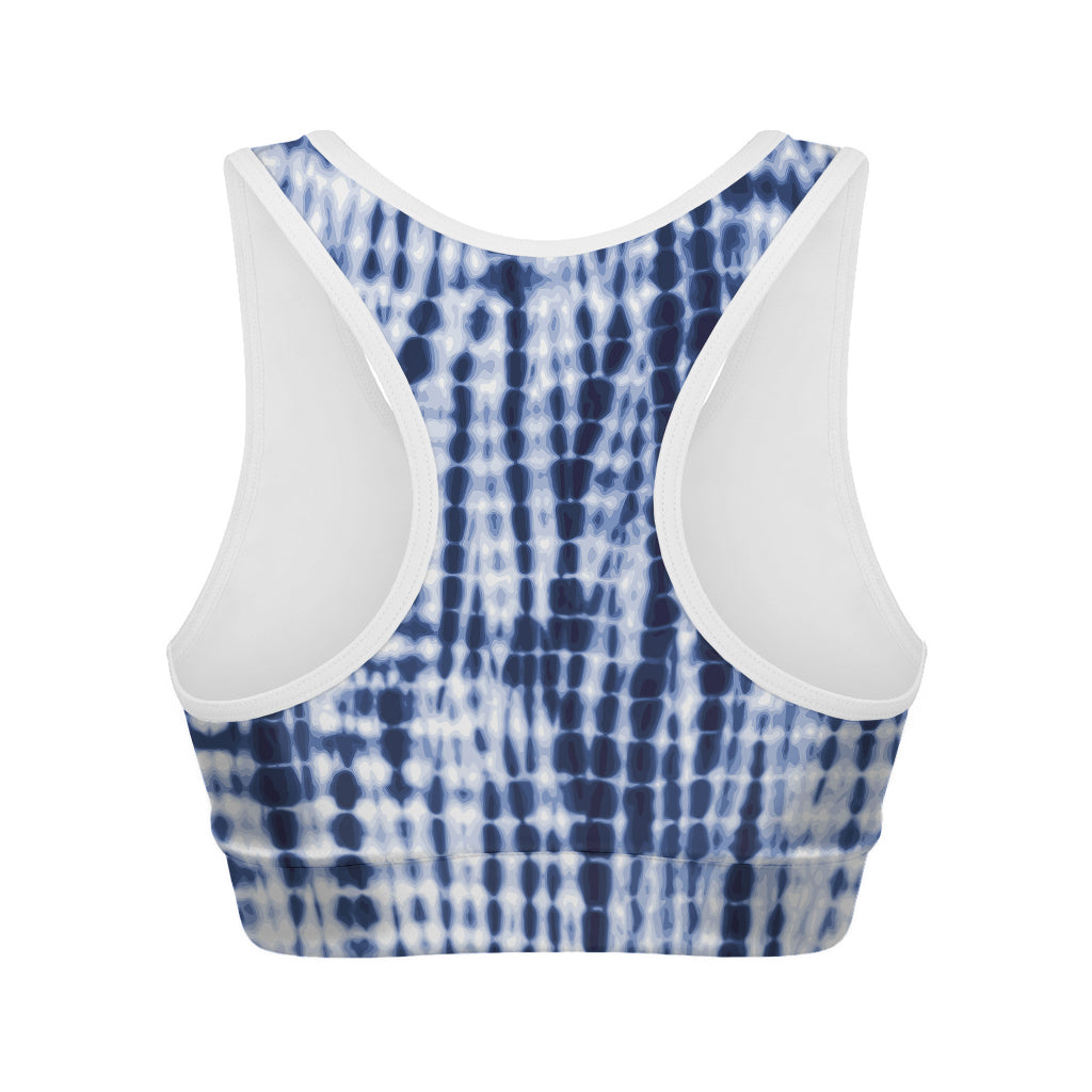 Blue Tie Dye Shibori Print Women's Sports Bra