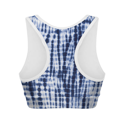 Blue Tie Dye Shibori Print Women's Sports Bra