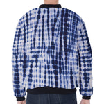 Blue Tie Dye Shibori Print Zip Sleeve Bomber Jacket