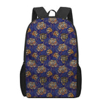 Blue Tiger Tattoo Pattern Print 17 Inch Backpack