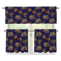Blue Tiger Tattoo Pattern Print 3 Piece Kitchen Curtains