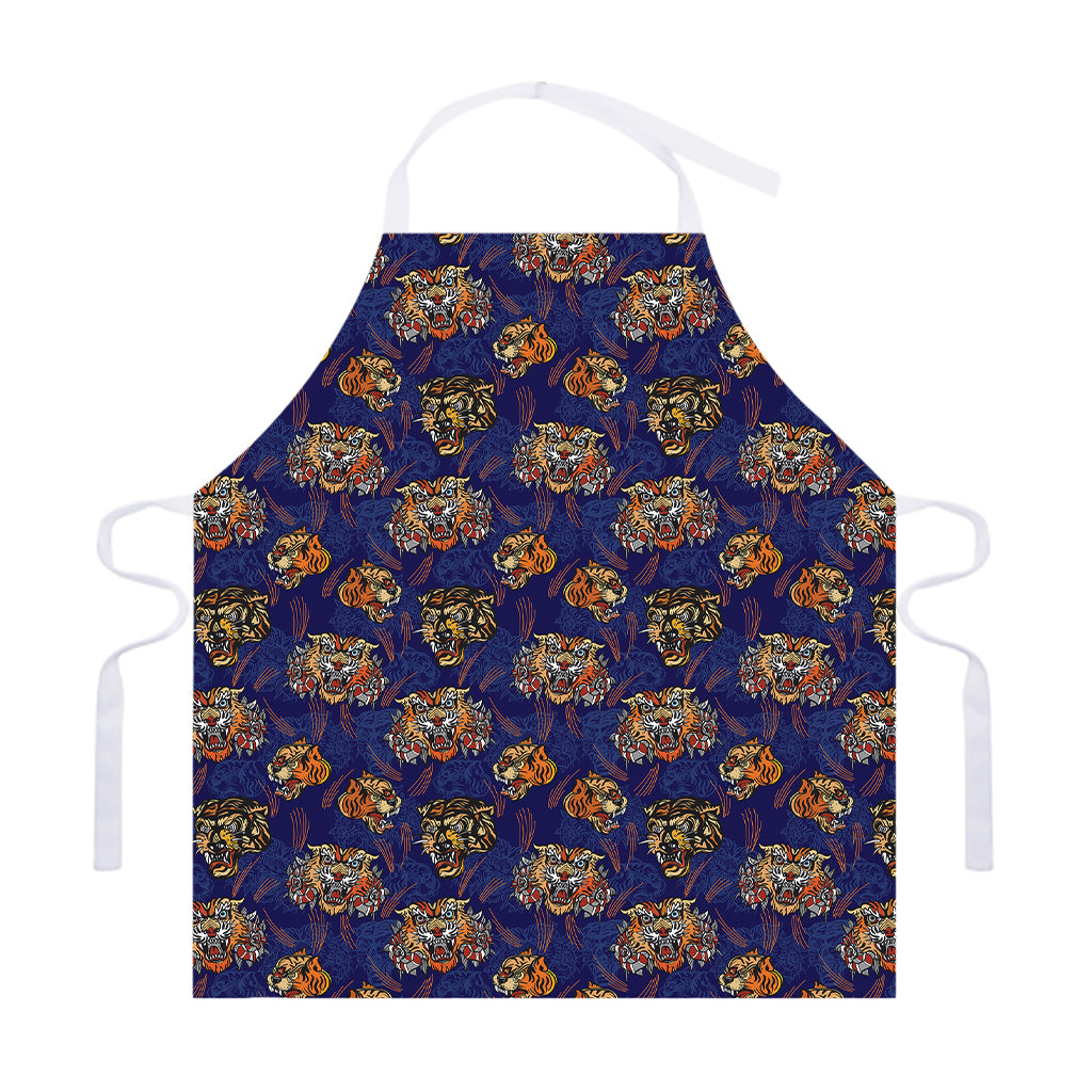 Blue Tiger Tattoo Pattern Print Adjustable Apron