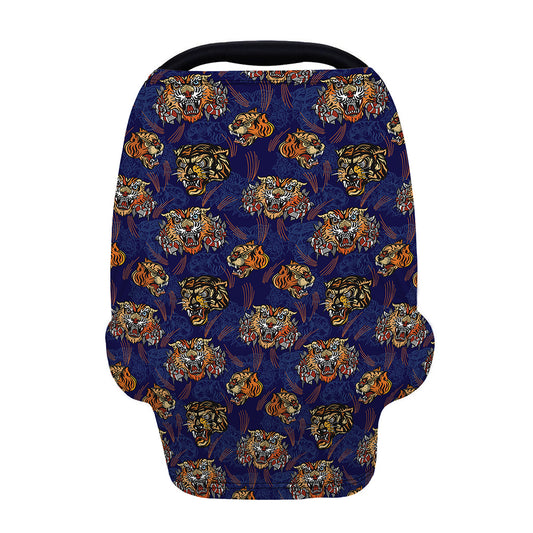 Blue Tiger Tattoo Pattern Print Baby Seat Cover