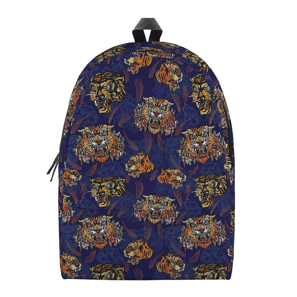 Blue Tiger Tattoo Pattern Print Backpack