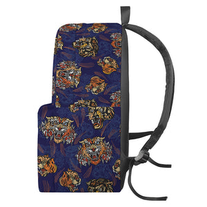 Blue Tiger Tattoo Pattern Print Backpack