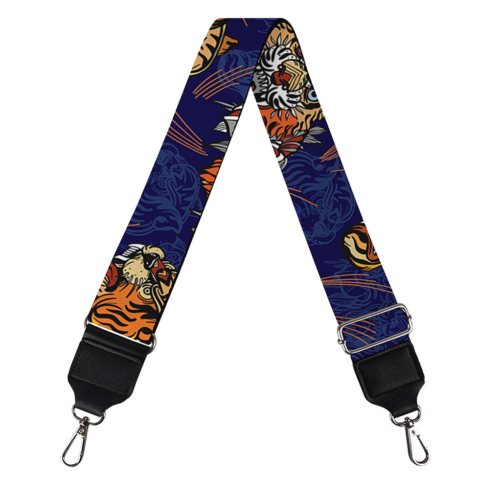 Blue Tiger Tattoo Pattern Print Bag Strap