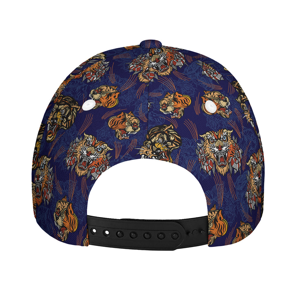 Blue Tiger Tattoo Pattern Print Baseball Cap