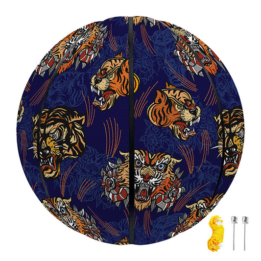 Blue Tiger Tattoo Pattern Print Basketball
