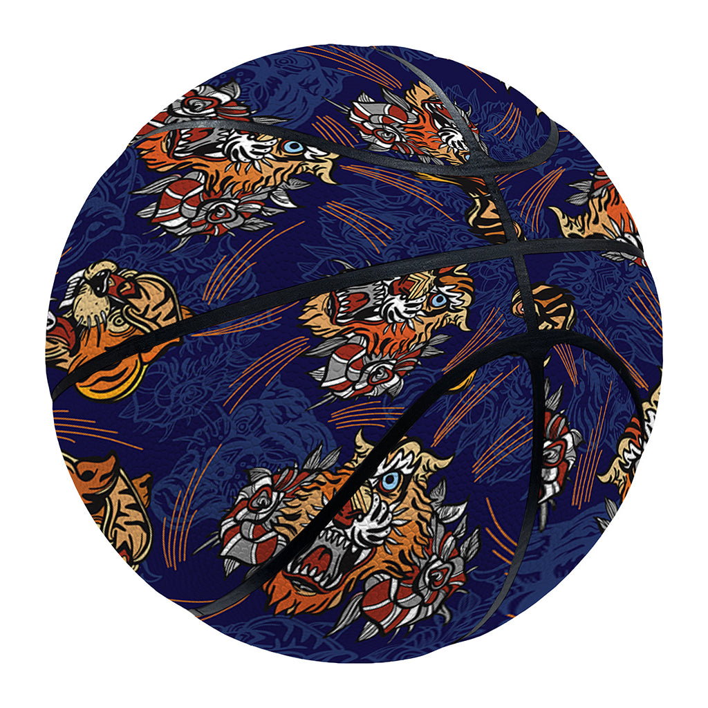 Blue Tiger Tattoo Pattern Print Basketball