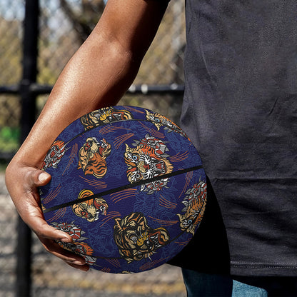Blue Tiger Tattoo Pattern Print Basketball