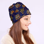 Blue Tiger Tattoo Pattern Print Beanie