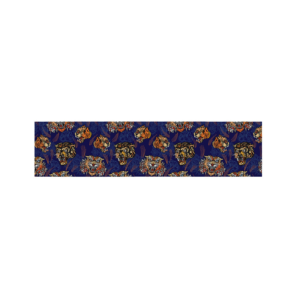 Blue Tiger Tattoo Pattern Print Bed Runner