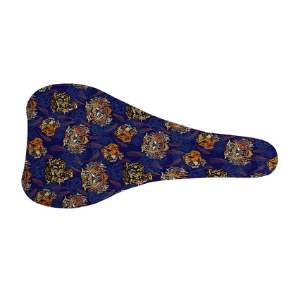 Blue Tiger Tattoo Pattern Print Bicycle Seat Cover