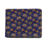 Blue Tiger Tattoo Pattern Print Bifold Wallet
