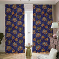 Blue Tiger Tattoo Pattern Print Dimout Pencil Pleat Curtains