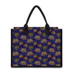 Blue Tiger Tattoo Pattern Print Canvas Tote Bag