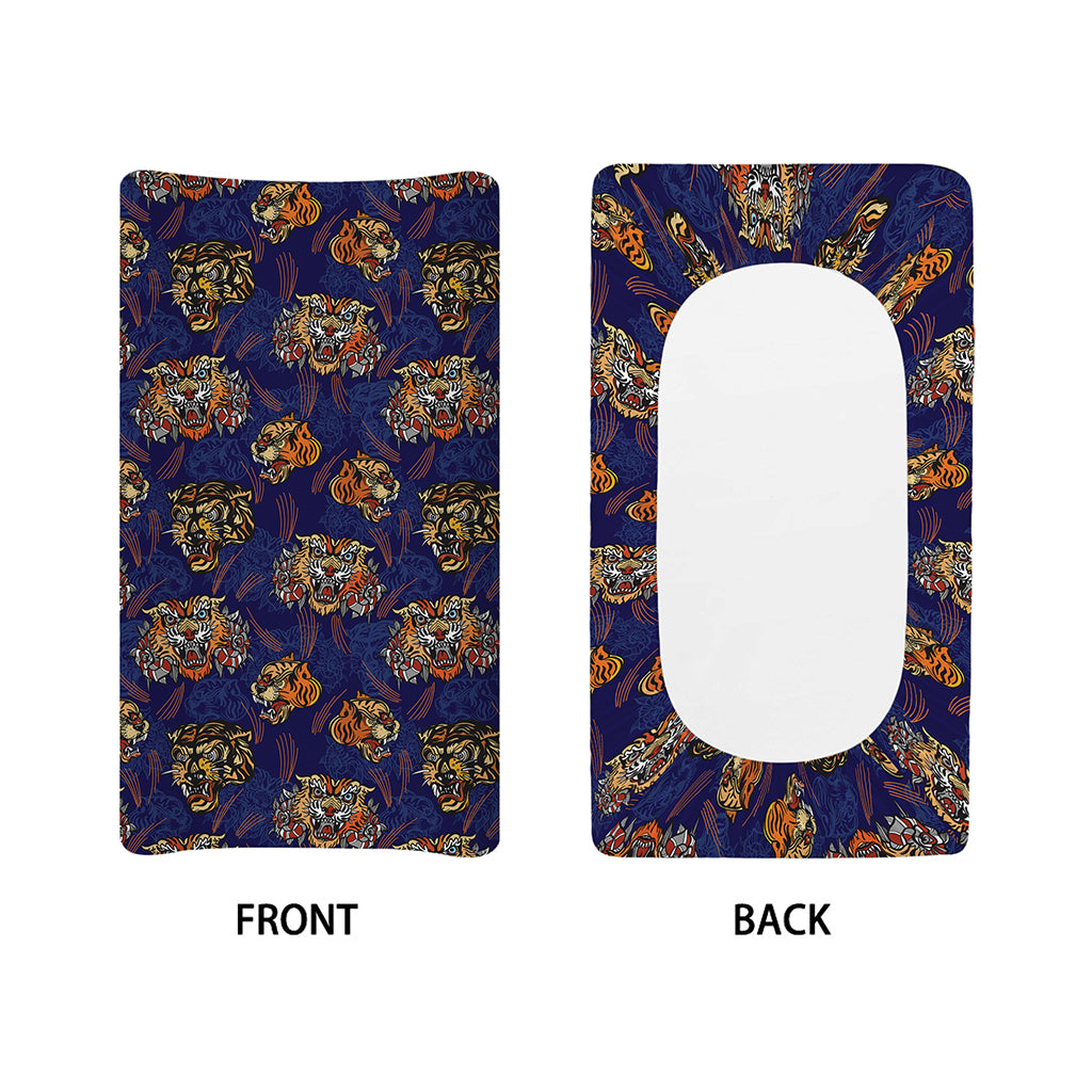 Blue Tiger Tattoo Pattern Print Changing Pad Cover
