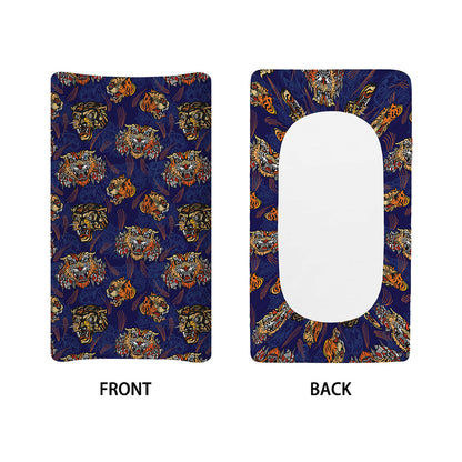 Blue Tiger Tattoo Pattern Print Changing Pad Cover