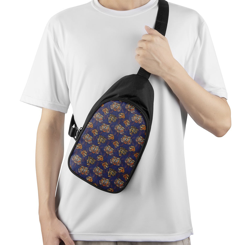 Blue Tiger Tattoo Pattern Print Chest Bag