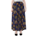 Blue Tiger Tattoo Pattern Print Chiffon Maxi Skirt