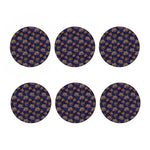Blue Tiger Tattoo Pattern Print Coaster Set