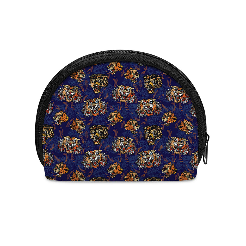 Blue Tiger Tattoo Pattern Print Coin Purse