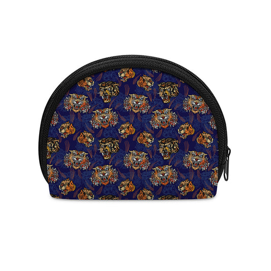 Blue Tiger Tattoo Pattern Print Coin Purse