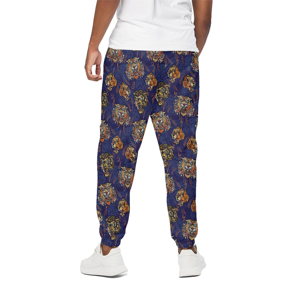 Blue Tiger Tattoo Pattern Print Cotton Pants