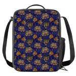 Blue Tiger Tattoo Pattern Print Crossbody Lunch Bag
