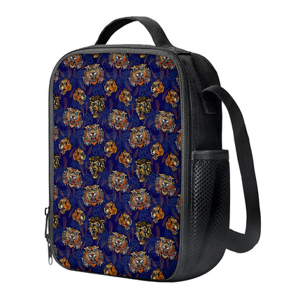Blue Tiger Tattoo Pattern Print Crossbody Lunch Bag
