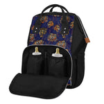 Blue Tiger Tattoo Pattern Print Diaper Bag