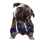 Blue Tiger Tattoo Pattern Print Dog Zip Up Hoodie