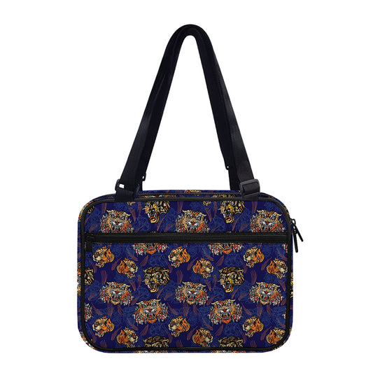 Blue Tiger Tattoo Pattern Print Double Strap Bible Bag