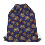 Blue Tiger Tattoo Pattern Print Drawstring Bag