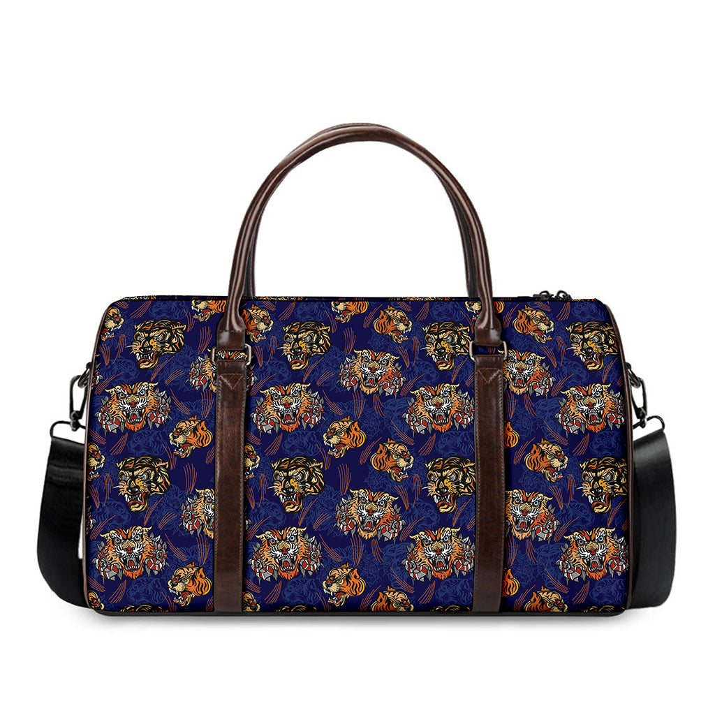 Blue Tiger Tattoo Pattern Print Duffle Bag